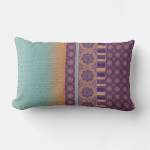Ethnic Boho Pattern Mix Ombre Paars Blauwgroen Kussen