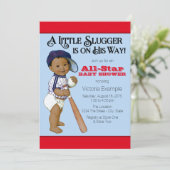 Ethnic Boy Baseball Baby shower Kaart (Staand voorkant)
