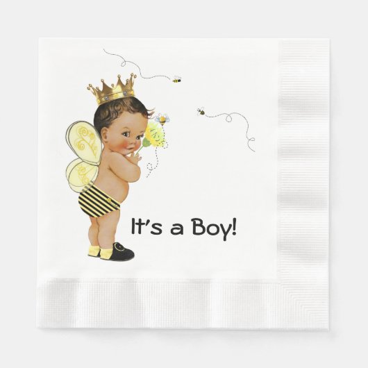 Ethnic Boy Bumble Bee Baby shower Servet (Voorkant)