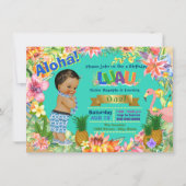 Ethnic Boy Hawaiian Luau Birthday Party Kaart (Voorkant)