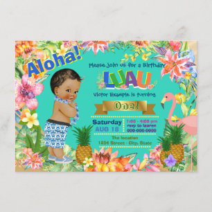 Ethnic Boy Hawaiian Luau Birthday Party Kaart