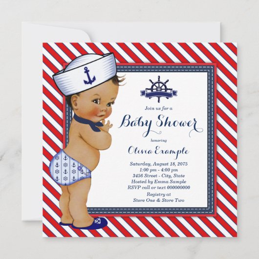 Ethnic Boy Nautisch Baby shower Kaart (Achterkant)