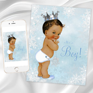 Ethnic Boy Prince Winter Wonderland Baby shower Kaart