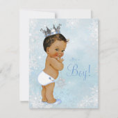 Ethnic Boy Prince Winter Wonderland Baby shower Kaart (Voorkant)