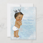 Ethnic Boy Prince Winter Wonderland Baby shower Kaart (Achterkant)