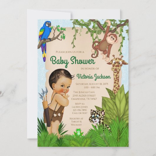 Ethnic Boy Safari Baby shower Kaart (Voorkant)