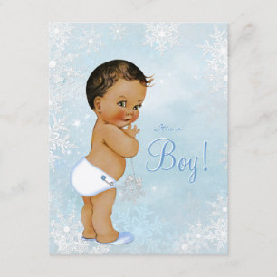 Ethnic Boy Winter Wonderland Baby shower Kaart