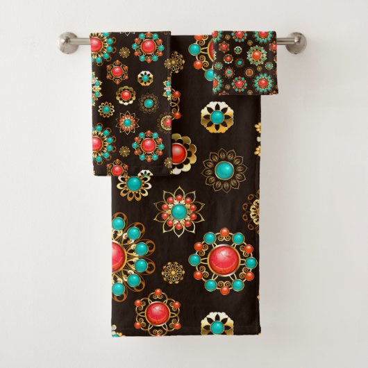 Ethnic Brooches naadloos patroonpatroon Bad Handdoek (Insitu)