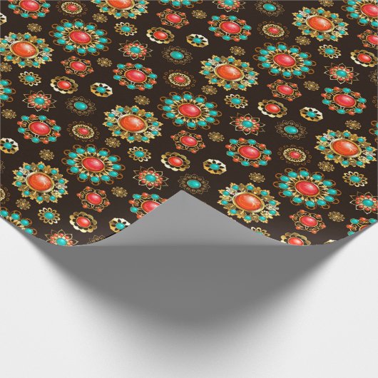 Ethnic Brooches naadloos patroonpatroon Cadeaupapier (Hoek)