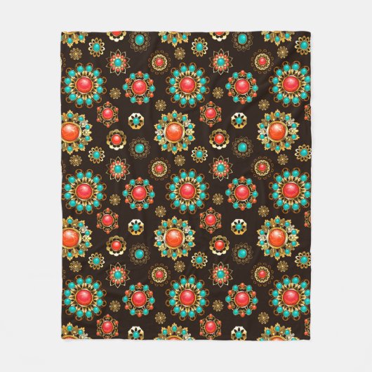 Ethnic Brooches naadloos patroonpatroon Fleece Deken (Voorkant)