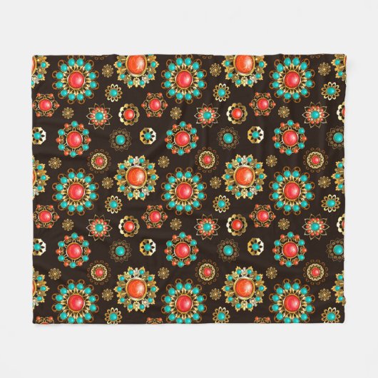 Ethnic Brooches naadloos patroonpatroon Fleece Deken (Voorkant (Horizontaal))