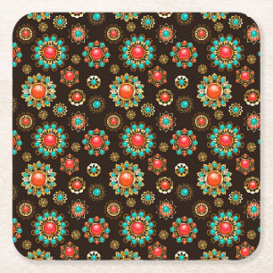 Ethnic Brooches naadloos patroonpatroon Kartonnen Onderzetters