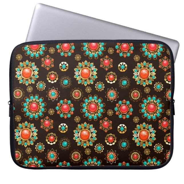 Ethnic Brooches naadloos patroonpatroon Laptop Sleeve (Voorkant)