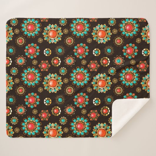 Ethnic Brooches naadloos patroonpatroon Sherpa Deken (Voorkant (horizontaal))