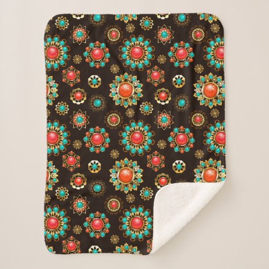 Ethnic Brooches naadloos patroonpatroon Sherpa Deken (Voorkant)