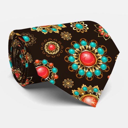 Ethnic Brooches naadloos patroonpatroon Stropdas (Opgerold)