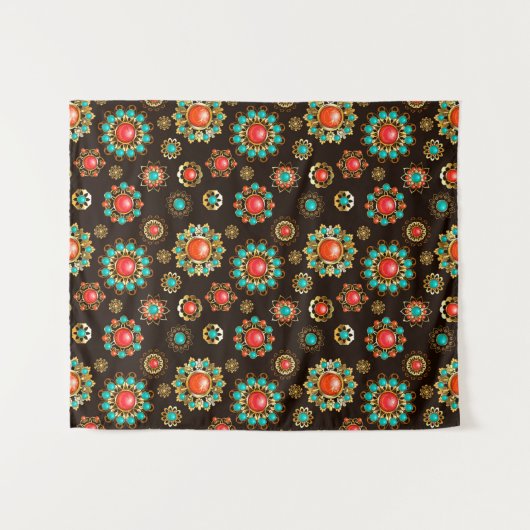 Ethnic Brooches naadloos patroonpatroon Wandkleed (Voorkant (horizontaal))