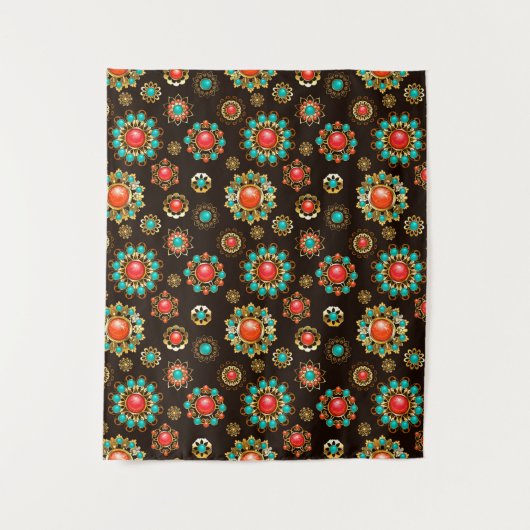 Ethnic Brooches naadloos patroonpatroon Wandkleed (Voorkant)