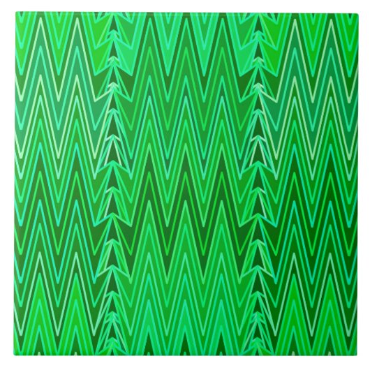 Ethnic Chevron Damask, Emerald en Lime Green Tegeltje (Voorkant)