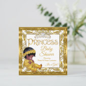 Ethnic Dark Golden Princess Baby shower Gold White Kaart (Staand voorkant)