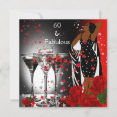 Ethnic Fabulous 60e verjaardag Red Roses Martini Kaart (Voorkant)