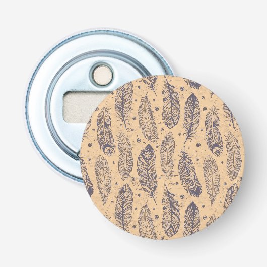 Ethnic Feather Outline Patroon Button Flesopener (Voorkant)