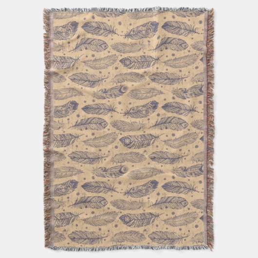 Ethnic Feather Outline Patroon Deken (Voorkant Verticaal)