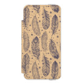 Ethnic Feather Outline Patroon Incipio iPhone Portemonnee Hoesje (Voorkant Agenda)
