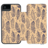 Ethnic Feather Outline Patroon Incipio iPhone Portemonnee Hoesje (Agenda Open)