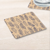 Ethnic Feather Outline Patroon Kartonnen Onderzetters (Schuin)