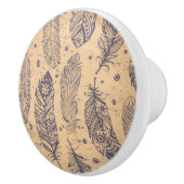 Ethnic Feather Outline Patroon Keramische Knop (Rechts)