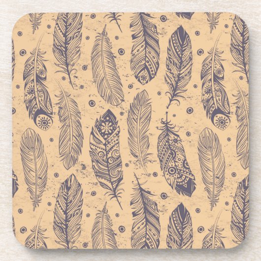 Ethnic Feather Outline Patroon Onderzetter (Voorkant)