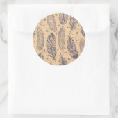 Ethnic Feather Outline Patroon Ronde Sticker (Tas)