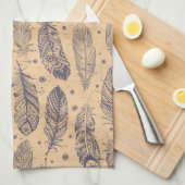 Ethnic Feather Outline Patroon Theedoek (Quarter Fold)