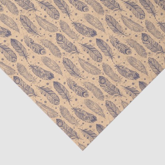 Ethnic Feather Outline Patroon Tissuepapier (Detail)
