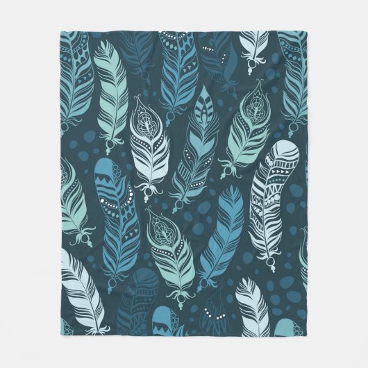 Ethnic feathers seamless pattern fleece deken (Voorkant)