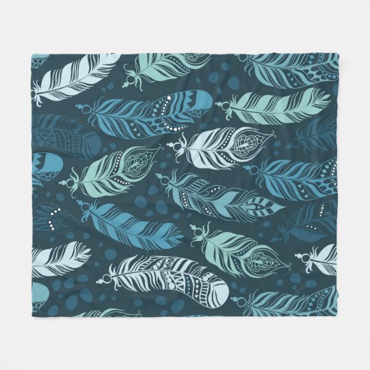 Ethnic feathers seamless pattern fleece deken (Voorkant (Horizontaal))