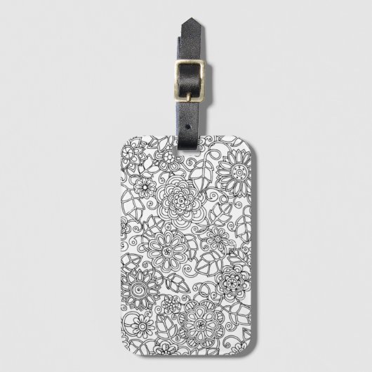 Ethnic Floral Doodle Bagagelabel (Voorkant (verticaal))