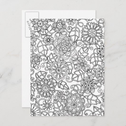 Ethnic Floral Doodle Briefkaart (Voorkant / Achterkant)