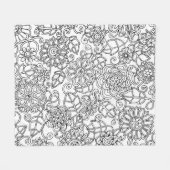 Ethnic Floral Doodle Fleece Deken (Voorkant (Horizontaal))