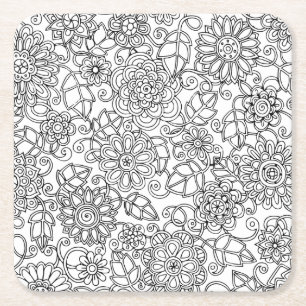 Ethnic Floral Doodle Kartonnen Onderzetters