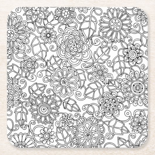 Ethnic Floral Doodle Kartonnen Onderzetters (Voorkant)