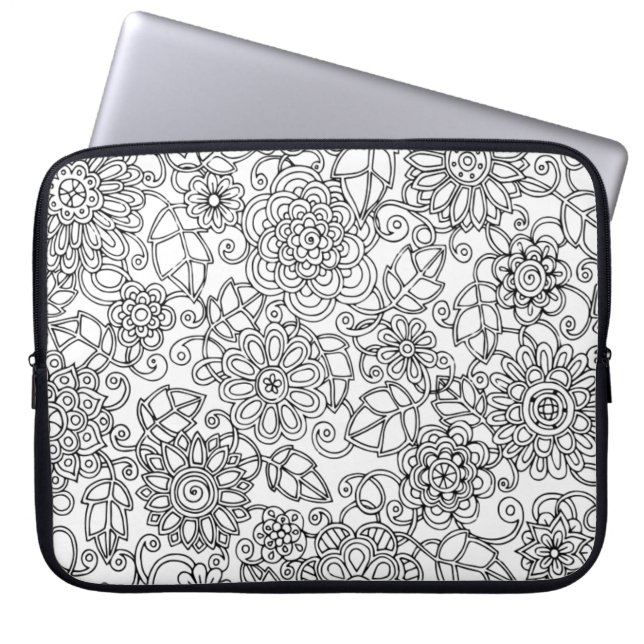 Ethnic Floral Doodle Laptop Sleeve (Voorkant)