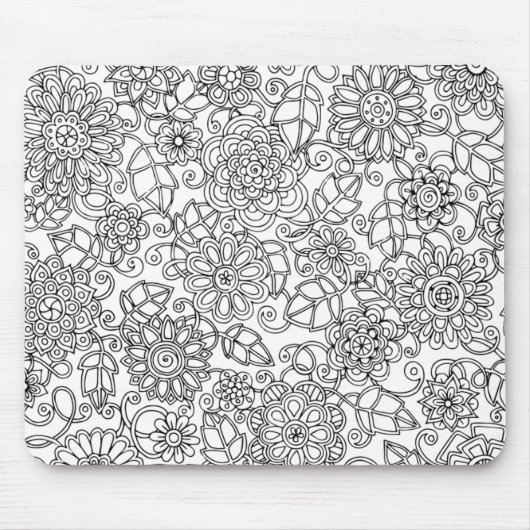 Ethnic Floral Doodle Muismat (Voorkant)