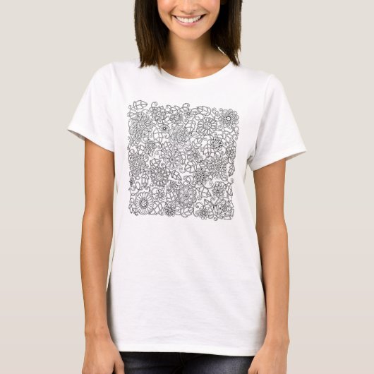 Ethnic Floral Doodle T-shirt (Voorkant)