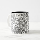 Ethnic Floral Doodle Tweekleurige Koffiemok (Voorkant links)