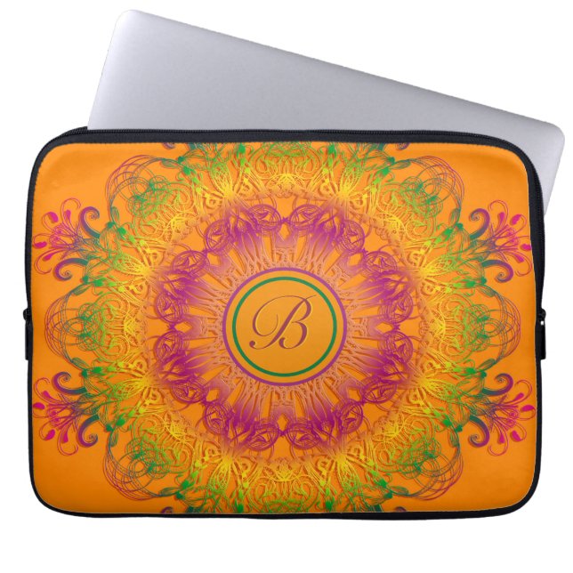 Ethnic Floral Mandala Laptop Sleeve (Voorkant)