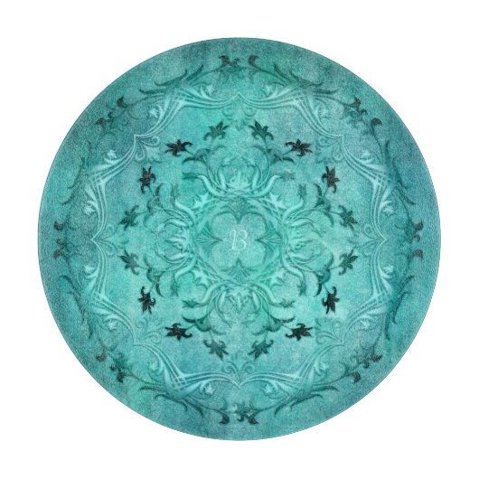 Ethnic floral mandala.Monogram Snijplank (Voorkant)