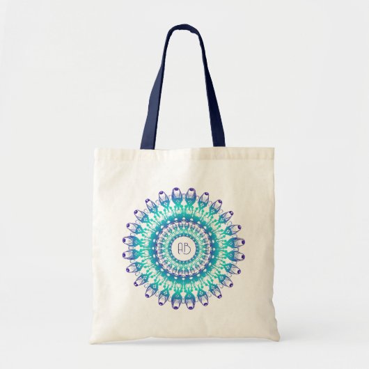 Ethnic floral mandala.monogram tote bag (Voorkant)