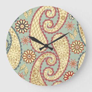 Ethnic floral, paisley vintage style. grote klok